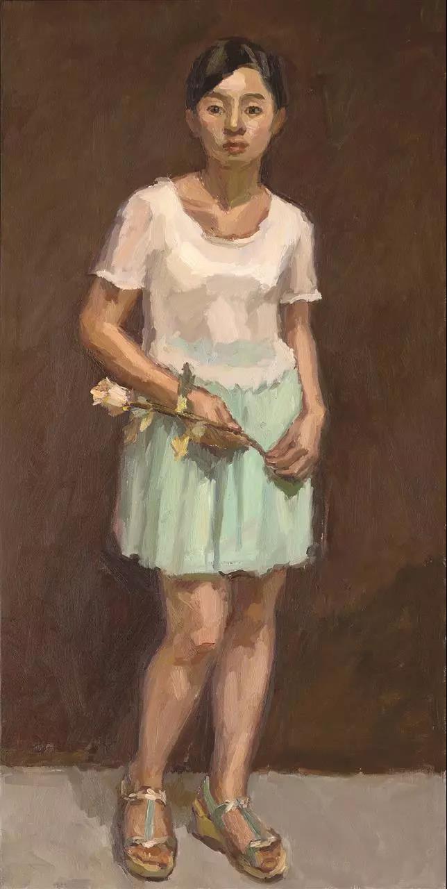 执花少女  布面油画  120X60cm  2012年.jpg