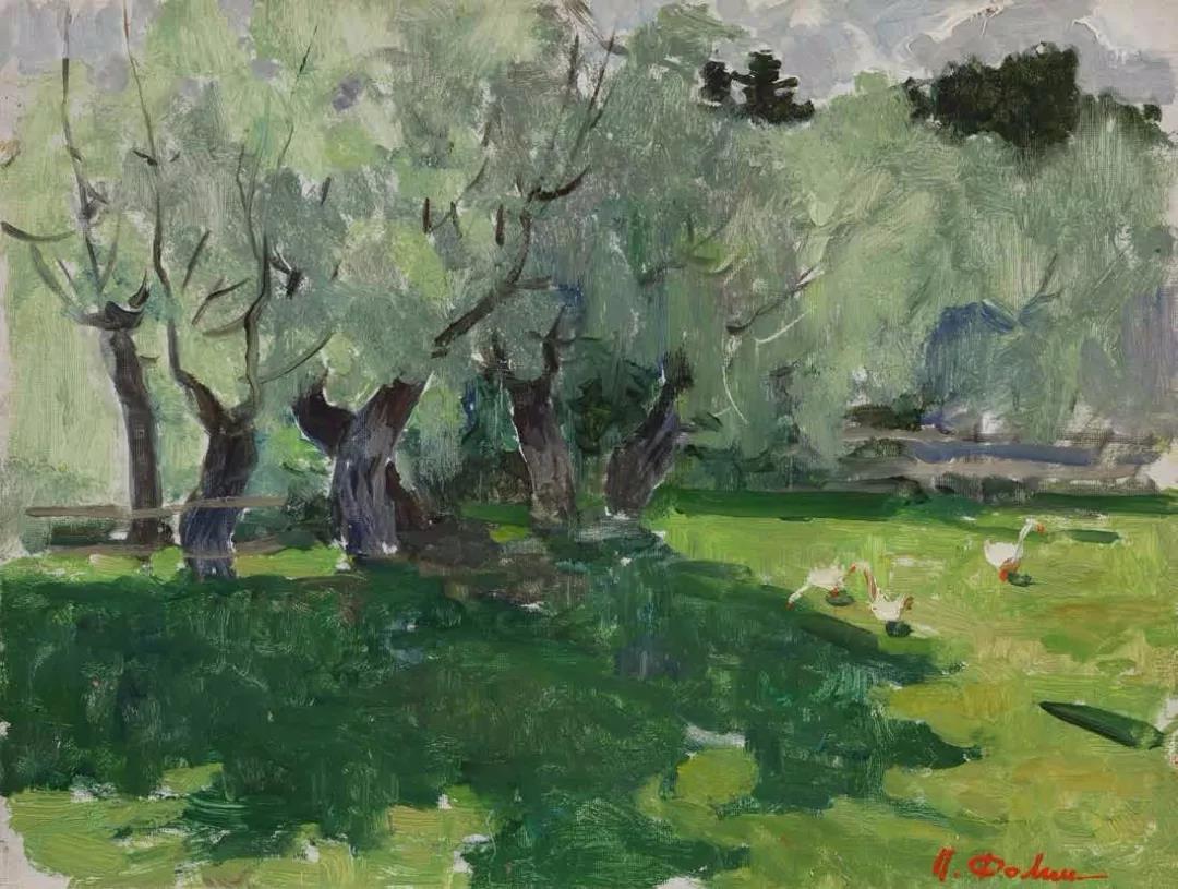 晚秋Поздняя осень 纸板油画 к.м 20cm×26cm 1950.jpg