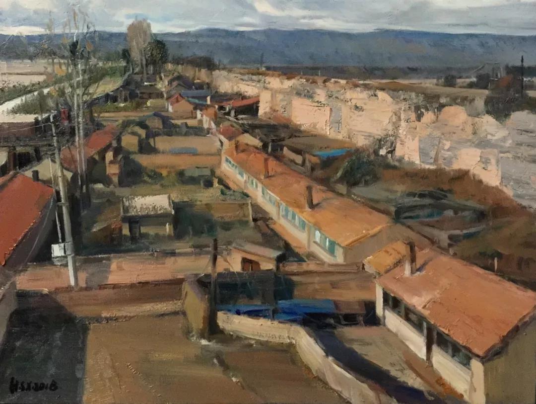 边塞村庄  布面油画  60X80cm  2018年.jpg