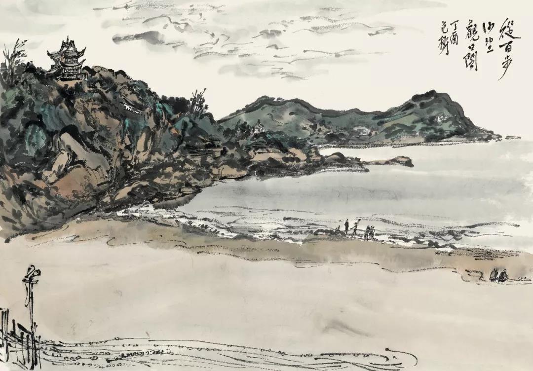 《从百步沙望观音阁》 45x65cm.jpg