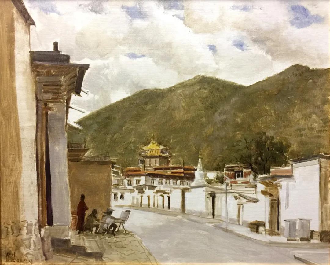 拉卜楞寺街上  布面油画  50x60cm  2017年.jpg