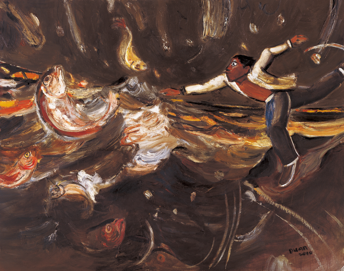 段正渠《金色鲤鱼》  160cm×200cm  2010年.JPG