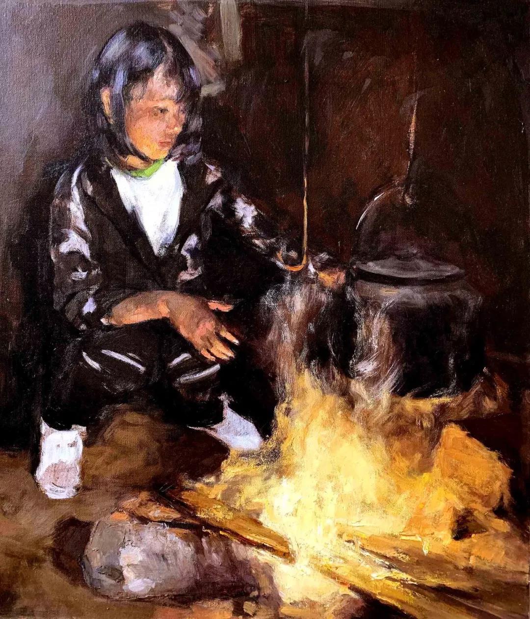 煮茶  布面油画  80X60cm  2015年.jpg