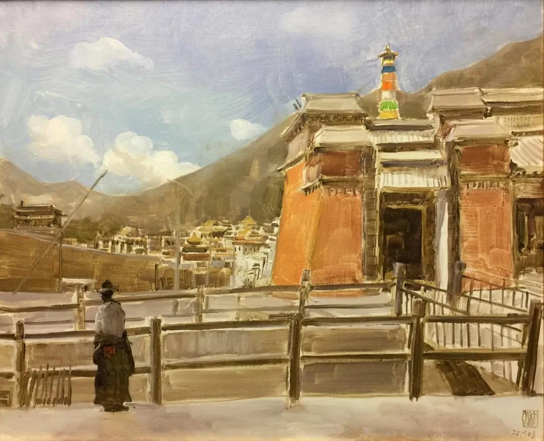 眺望拉卜楞寺  布面油画  50x60cm  2016年.jpg