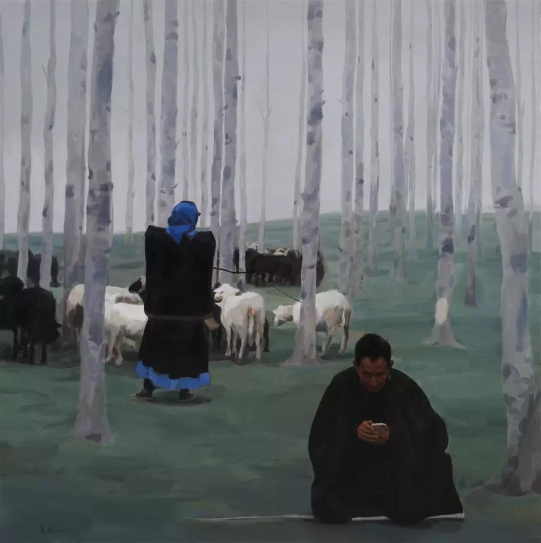 秦鲭  山里山外  布面油画  180X180cm  2018年.jpg
