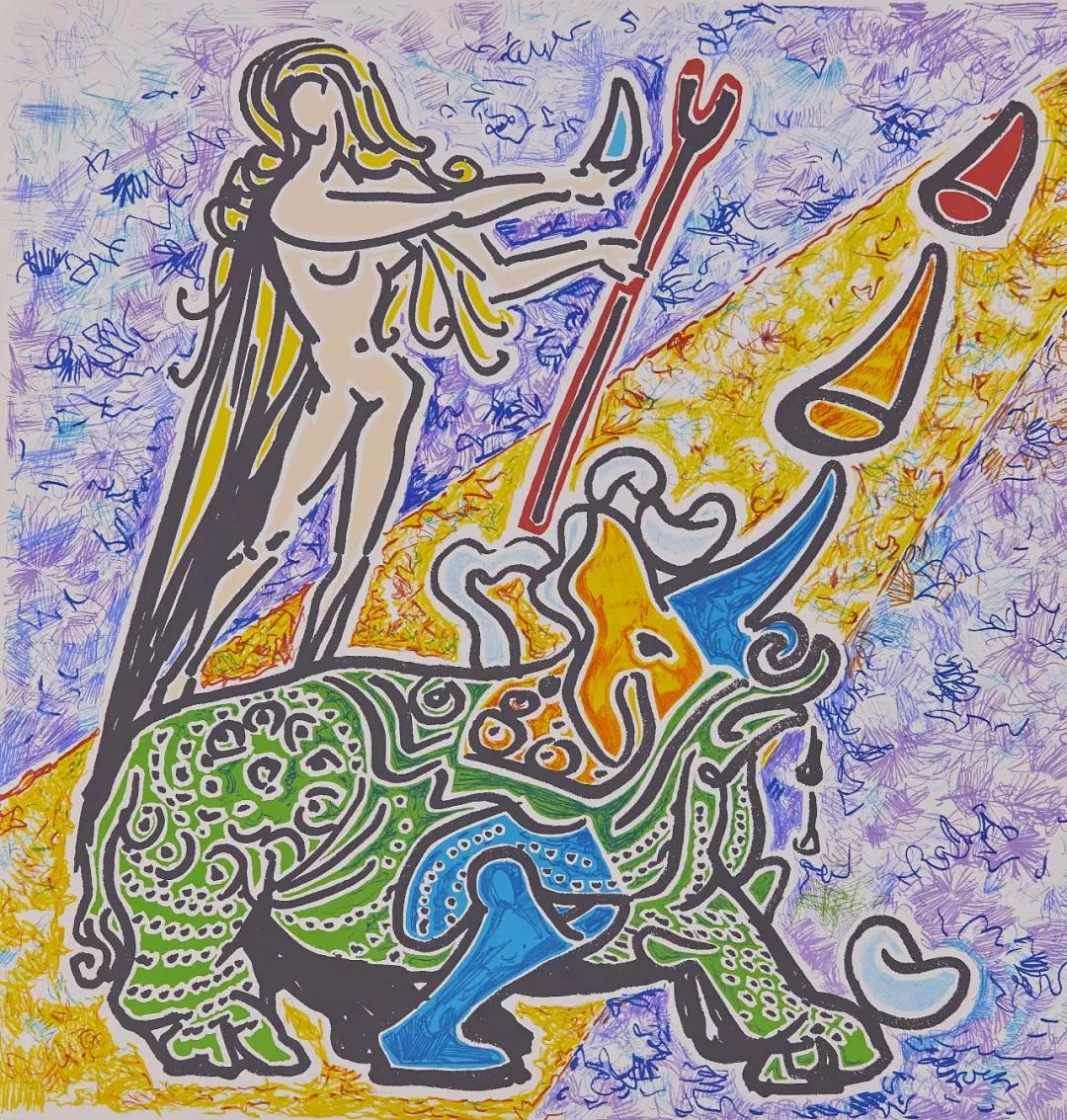 拉威尔基纳和犀牛 48cm x 65cm 1973年.jpg