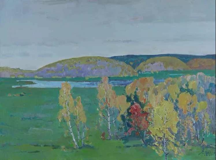 美丽塞罕坝之秋色Прекрасная  плотина Сайханьба--осень 布面油画х.м  60cm×8