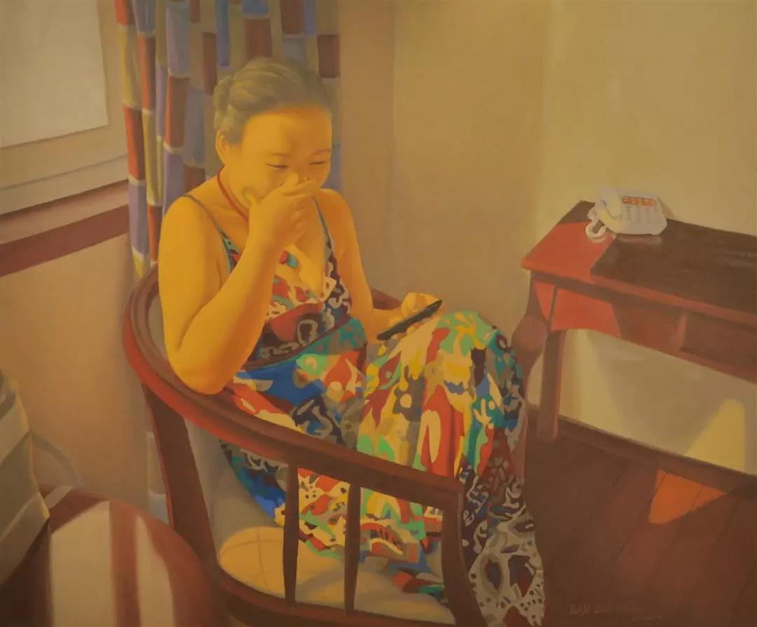 冉国洪  胡幺妹的微信生活之五  布面油画  120X100cm  2014年.jpg