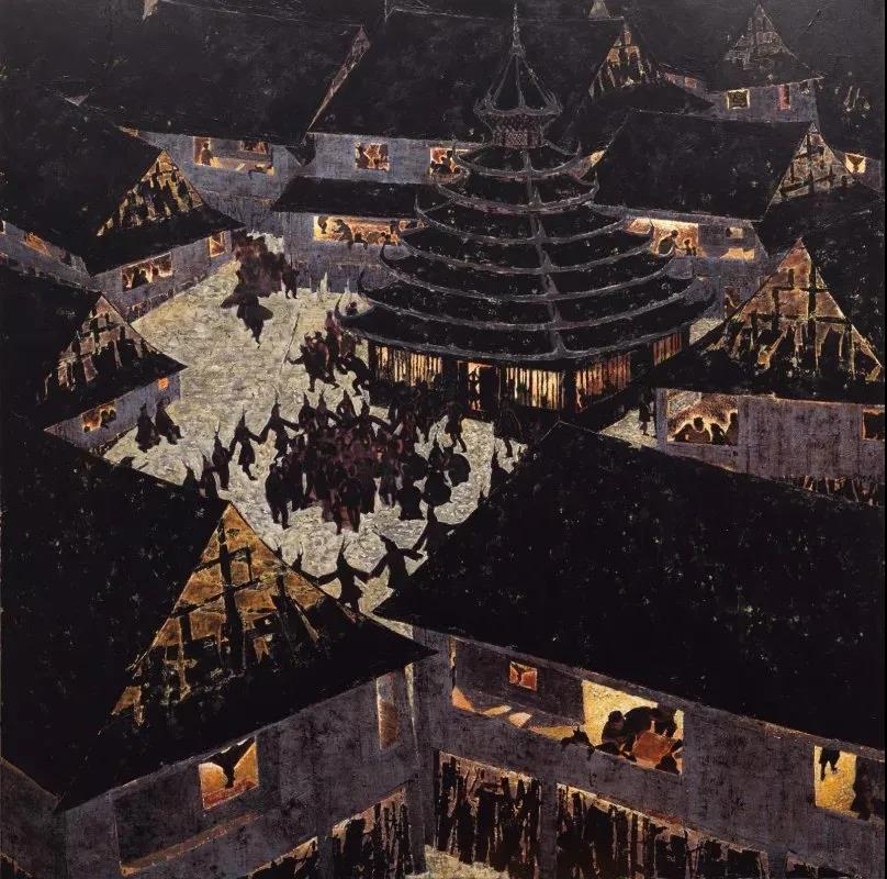 韦明思  侗家夜音I  布面油画丙烯  180x180cm  2015年.jpg