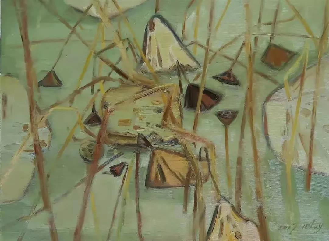 秋荷 布面油画 60×80cm 2019年.jpg