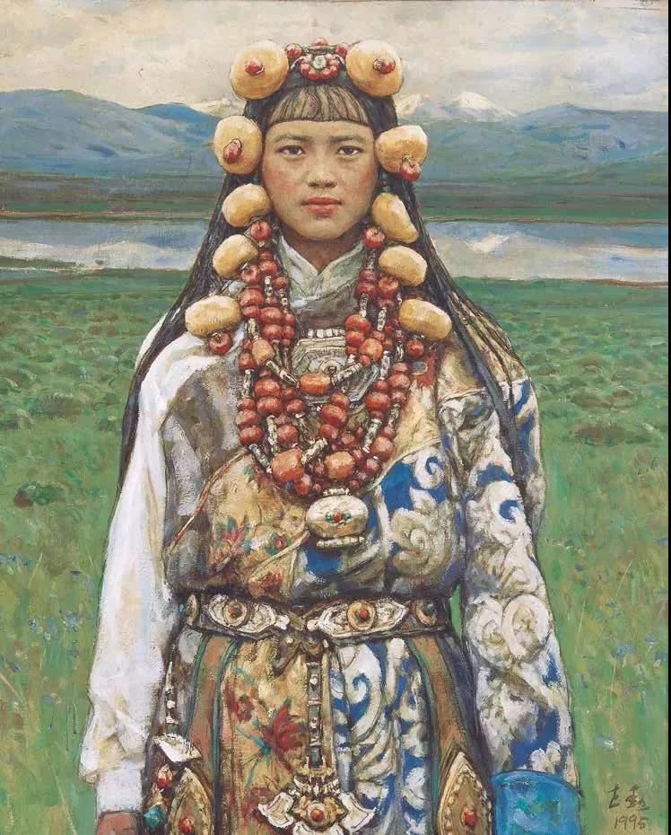 家在大河源Девушка у реки  布上坦培拉油画 Темпера  60cm×50cm  1995.jpg