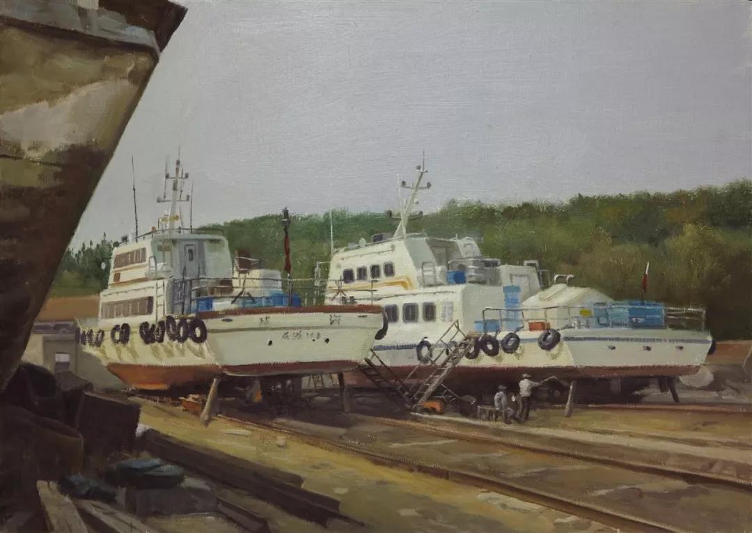 船厂  布面油画  38x55cm  2019年.jpg